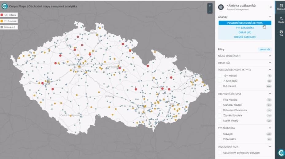 Microsoft Dynamics CRM s nadstavbou Corpis Maps